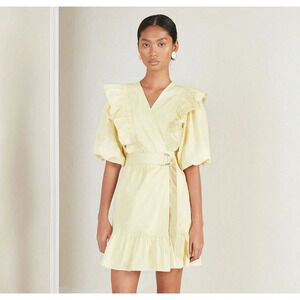 Magali Pascal Anna Wrap Mini Dress yellow Citrine Size S
